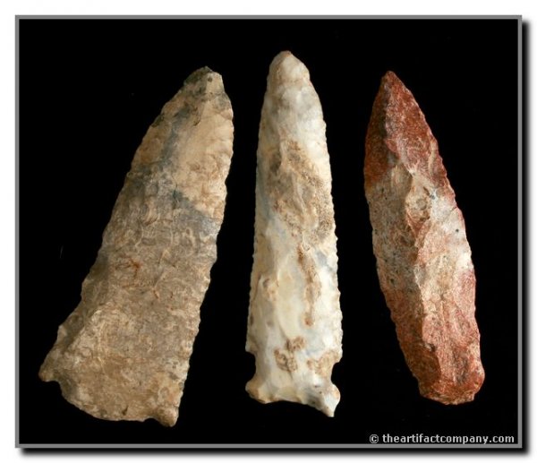 Set of 3 Archaic Knives: Spencer Co. ,Kentucky. Ex - Sears Collection. One Graham Cave and two blades.