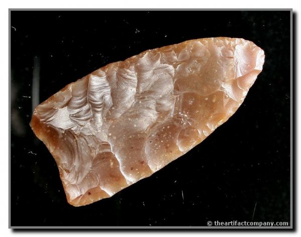 2 3/8" Kinney Knife: Central Texas. Highly translucent Root Beer Flint. Rogers COA.