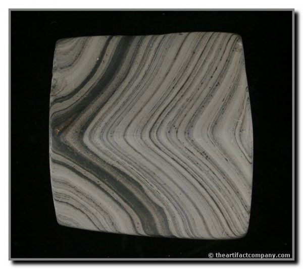 308A: 2 3/4" Panel Bannerstone: Excellent example with use wear and a nice raised-rim. Unknown collection number 112/J.G. Incredible banding coming to the central ridge on both sides. Jackson COA.