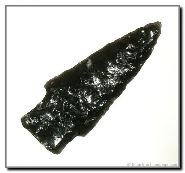 2 5/8" Scottsbluff: Warner Valley, Oregon Obsidian. Nicely made with good Cody flaking. JACKSON COA