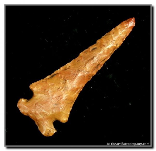 3 1/4" Big Sandy Drill: Large pretty drill in Paoli flint from Monroe Co., Indiana. Ex - Rev. George Scutt Collection. Dickey COA. Nice.