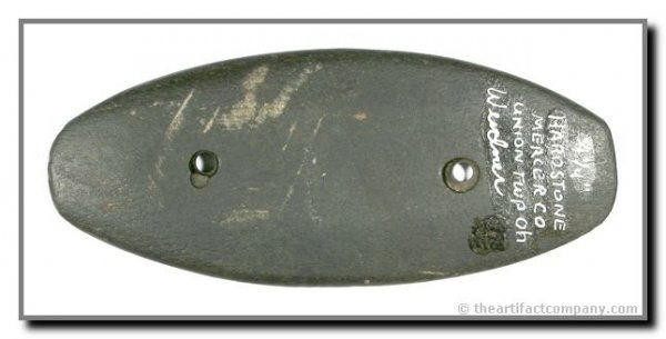 4 5/16" Ovate Gorget: Excellent Hardstone example from Mercer Co., Ohio. Ex - Weidner Collection. Davis COA