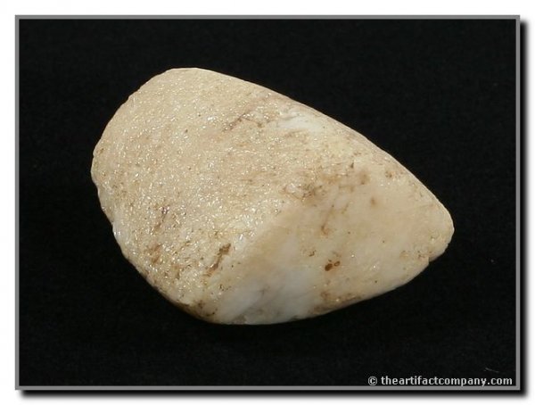 2 1/8" Unfinished Humped Bannerstone: Nice milky quartz example found during street construction in the early 20th century in Columbus, Ohio. Ex - William Eagle Collection.