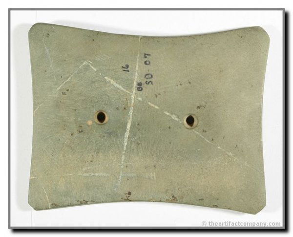 4 3/16" x 3 5/16" Quadriconcave Gorget: Very pretty restored example by Dennis Bushey. Ohio.