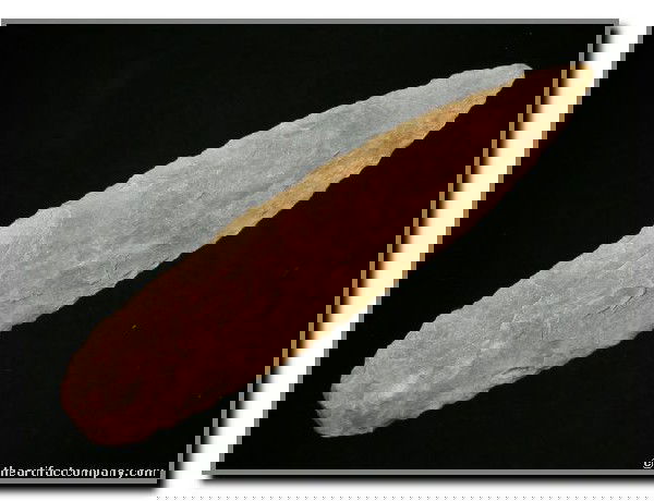 4 5/8" Adena Blade: Nicely river stained example from Benton Co., Tennessee. Ex - David Smith. Camden Chert. Davis COA.