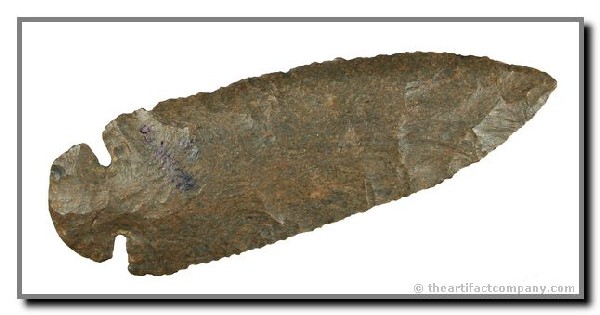 4 9/16" Dovetail: Super example. Well made and pretty. Conglomerate Chert. Found by William Powell in Adair Co., Kentucky. Ex - McQuaide, Spears Collection. Perino COA.