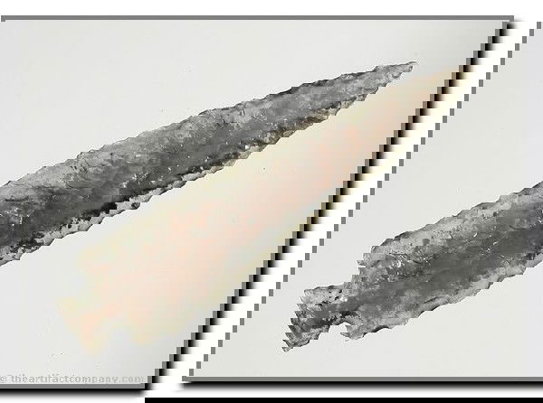 2 1/2" Rose Springs Corner Notched: Superb example. Obsidian. Super thin and highly 'ICE' translucent. Oregon. Ex - Kirkpatrick Collection. Jackson COA.