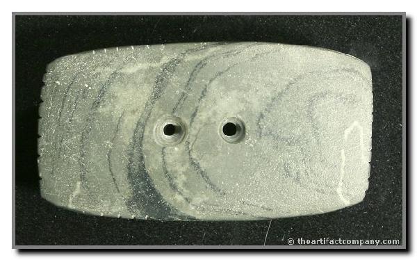 3 3/16" Tallied Rectangular Gorget: Green Banded Slate example from Berks Co., Pennsylvania collected from the Pennypacker Collection in 1967.