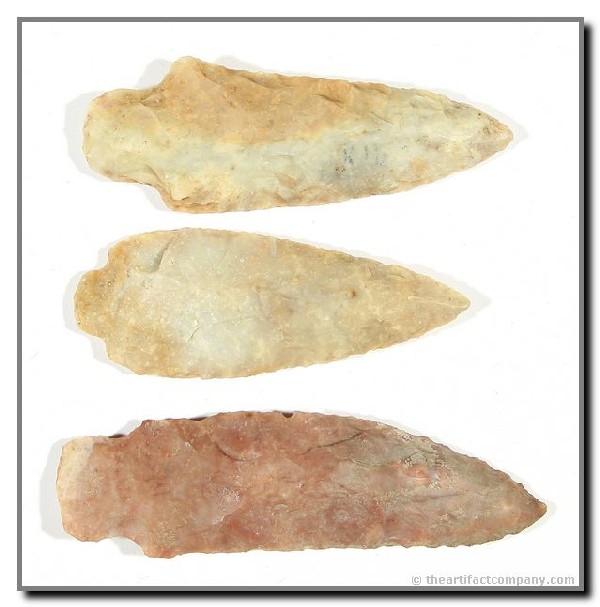3 Kentucky Adenas: 3 nice examples in Boyle Chert from Central KY. Ex - Webb Collection.