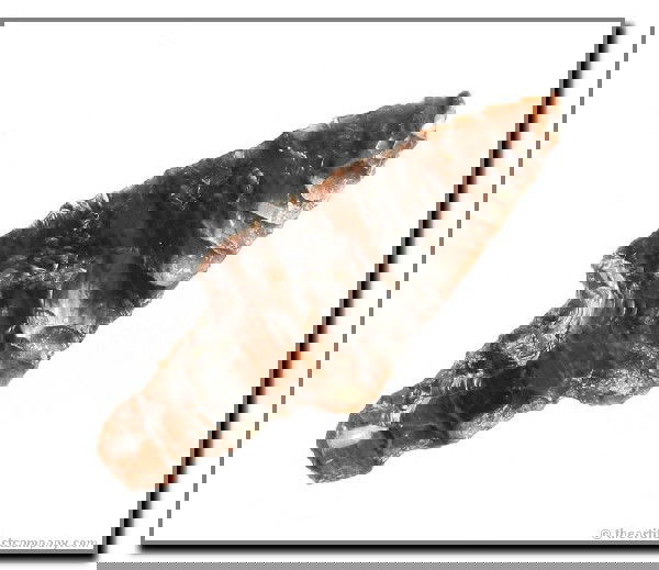 068: 2 5/16" Parman: Beautifully banded 'Tri-Flow' obsidian with many fine translucent bands running throughout. Klamath Co., Oregon. Ex - Bodle Collection.