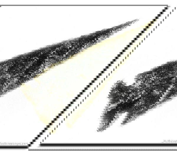 076: 2 3/16" Elko Corner Notched: Greenish Obsidian piece if a needle point. Lightly translucent. Klamath Co., Oregon. Ex - Bodle Collection.