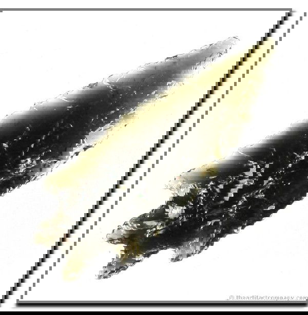 082: 1 11/16" Gatecliff Split Stem: Nicely translucent greenish obsidian from a private ranch near Crump Lake, Warner Valley, Oregon.