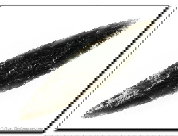 084: 4 5/16" Harahey: Strikingly translucent banded Obsidian from Klamath Co., Oregon. Ex - Bodle Collection.