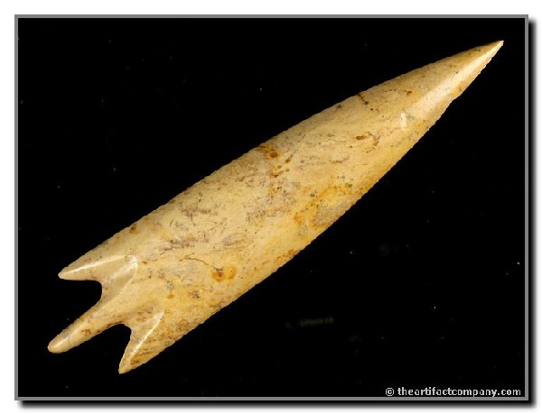5 5/16" Saharan Neolithic: MASSIVE polished flint spear found near Tassili N'Ajjer in the Hoggar-Tassili region of southern Algeria in the Sahara Desert. African. Incredibly done with a Stermer COA.