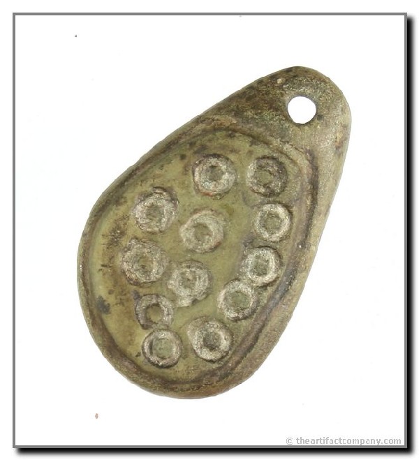 1 9/16" Eskimo Pendant: Nicely made with cut ring decoration. Alaskan form. Slate. Jackson COA.