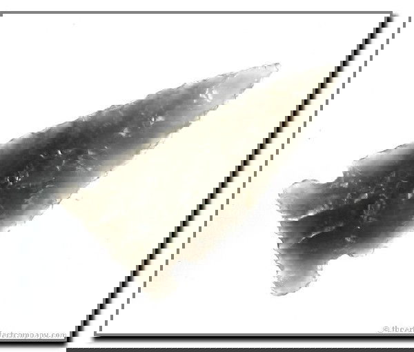 1 1/4" Rose Springs Side Notched: Highly translucent Obsidian. Klamath Co., Oregon. Ex - Bodle Collection.