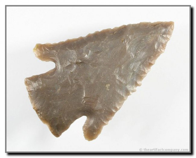 008: 2 11/16" Hardin: GORGEOUS hazy purple Sonora flint on this perfect, thin example from Kentucky. Ex - Terry Allen Collection