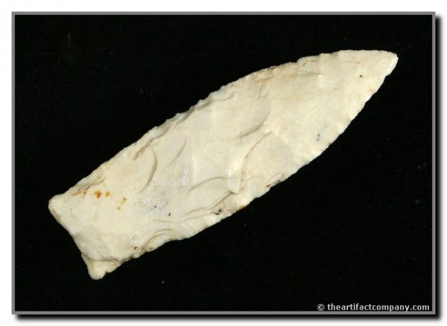 020: 2 3/4" Stemmed Knife: Burlington Chert piece from Iowa. Ex - Terry Allen Collection.