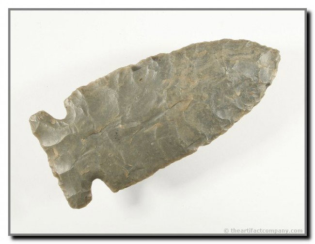 052: 3 1/4" Big Sandy: Excellent large example for the type. Pretty blue gray Fort Payne. Trigg Co., Kentucky. Ex- Terry Allen Collection. Davis G-8 COA.