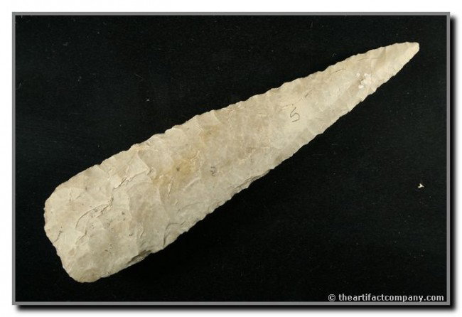 076: 5 5/16" Ensor Knife: Extra large example for the type with lots of serrations. Found in Central Texas. Ex- Terry Allen Collection. Rogers COA.