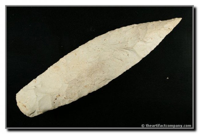 079: 6 1/8" Sedalia: Bright white Burlington. Long extended needle tip. Calhoun Co., Illinois. Ex- Terry Allen Collection. Motley COA.