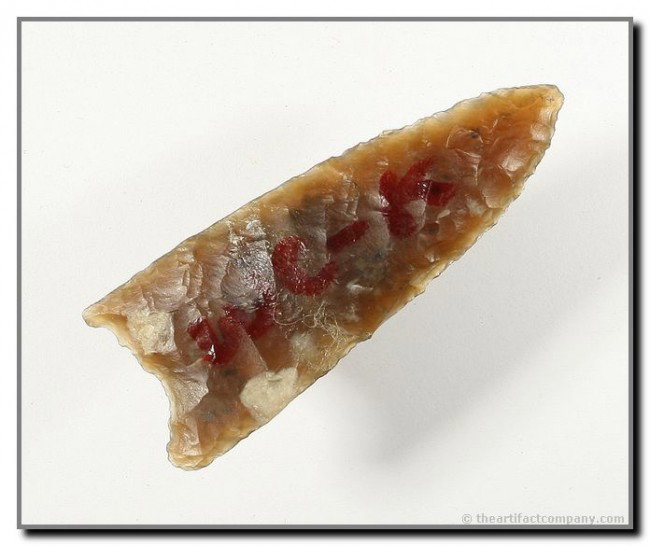 2 3/16" Allen: Well flaked example in Knife River Flint found by George Green along West Birdwood Creek, Lincoln Co., Nebraska.