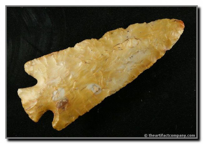 3 15/16" Hopewell: Incredibly made thin example in high grade Flint Ridge flint from Ohio. Ex - Terry Allen Collection.