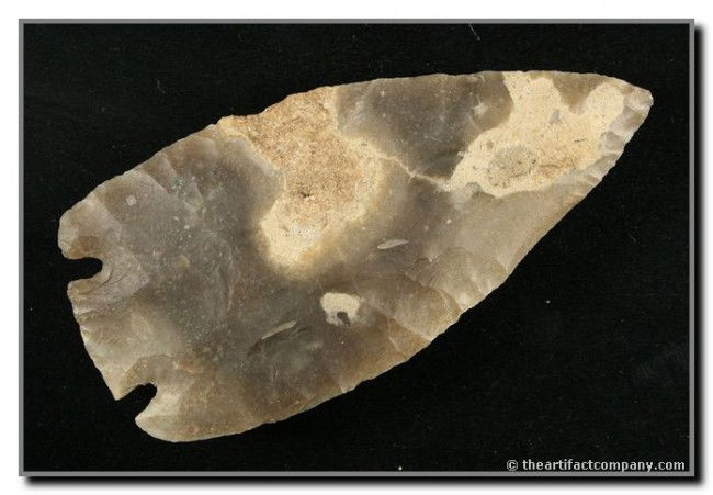 4 1/8" Base Tang Knife: Good translucency on this Central Texas piece formerly of the Terry Allen Collection. Edwards Plateau Chert