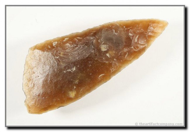 3 11/16" Side Hafted Knife: Totally translucent Root Beer Agate Found by George Green in Lincoln Co., Nebraska.