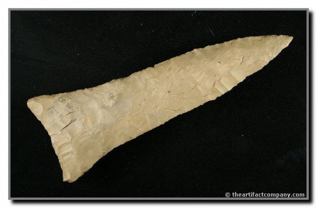 4 3/4" Mineral Springs: Superb artifact. Thin, perfect symmetry, and great flaking. Southwest Arkansas. Caddo Culture. Ex- Si. Sisemore, Gregory Perino, Troy Galloway, Art Crowther, Rocky Hall, and Terry Allen Collections. P