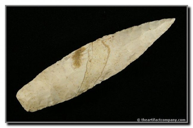 5 3/16" Sedalia: Long with an extended needle tip and pleasing streaks of color. Saline Co., Missouri. Ex- Terry Allen Collection. Motley COA.