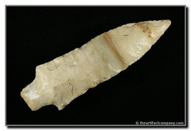 4 15/16" Etley: Pretty multicolored banded Burlington chert. Missouri. Ex- Jim Crawford and Terry Allen Collections.