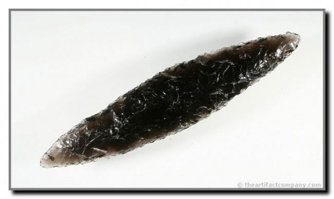 5 3/4" Bipointed Knife: Highly translucent obsidian piece from the Bodle Family Ranch in Klamath Co., Oregon. Perfect.