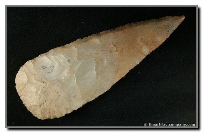 5 7/8" Cobbs Blade: Excellent piece of heavily patinated Sonora flint from Kentucky. Ex - Terry Allen Collection.