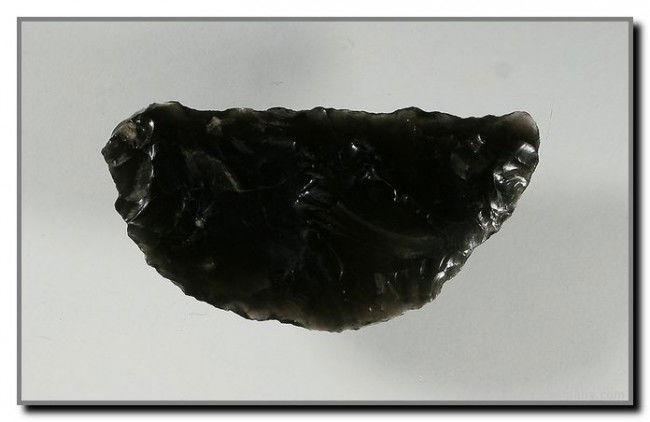 1 3/4" Paleo Crescent: Translucent obsidian from the Bodle Family Ranch in Klamath Co., Oregon.