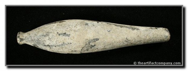 5 5/8" Charmstone: Heavily mineralized black diorite elongated form example. Found by Connie Hudson in the Tulare Lake Basin, California.