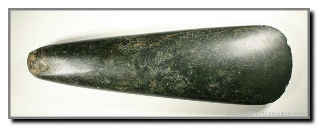 10 5/8" Maori Celt: MASSIVE Jade celt from New Zealand. Good polish and age.