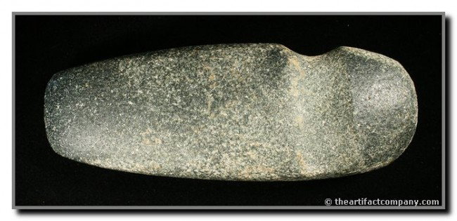 8 1/2" Hohokam 3/4 Groove Axe: Well made axe with nice bit polish. Excellent desert weathering and mineralization. Arizona.