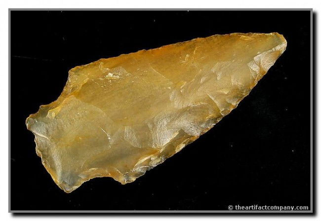 2 1/2" Stemmed Knife: Totally translucent Agatized Wood point from East Texas.