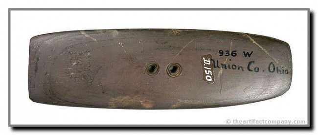 5" Gorget: Red banded slate. Ex- Driskell (D.150) and Wehrle (936 W) from Union Co., Ohio. Earlier sold at Driskell Auction 11/23/02. Artifact nicely polished and in excellent condition. Davis COA.