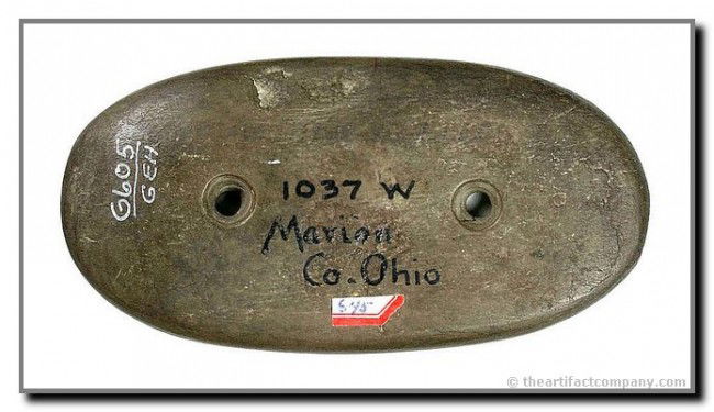 3 5/8" Elliptical Gorget: Ex- Wehrle (#1037 W) and Gehlbach Collections. Highly polished green slate in tremendous condition. Davis COA notes Meuser but there is no Meuser number on the relic.