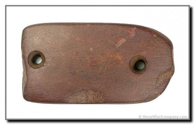 3" Gorget: Pretty Tishomingo Co., Mississippi example in a red micaceous claystone. Ex - Charles Hester Collection.