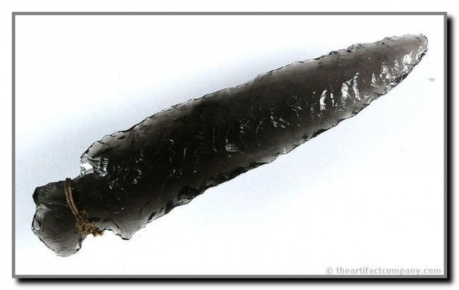 3 5/16" Kelsey Creek Barbed: Banded totally translucent obsidian. Really nice! Northern California.