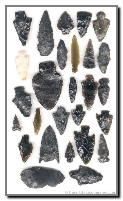 Mini-Collection of Mexican Obsidian: Nice artifact assemblage from Central Mexico.