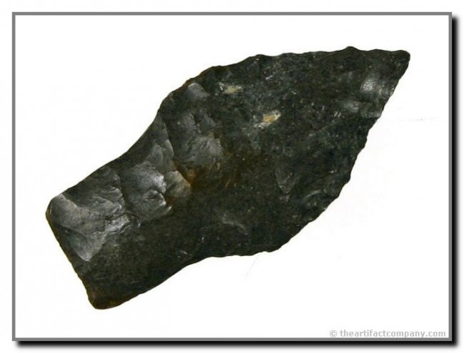 1 5/8" Hell Gap: Very pretty gray Fossil Chert example found at the Tin Camp Ranch site by George Green in Lincoln Co., Nebraska.