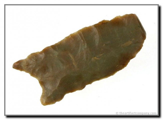 2 1/4" Fluted Wheeler: Made of Classic Carter Cave flint. Distinctly fluted on one side. Found in Nicholas Co., Kentucky. Ex- Anderson Collection.