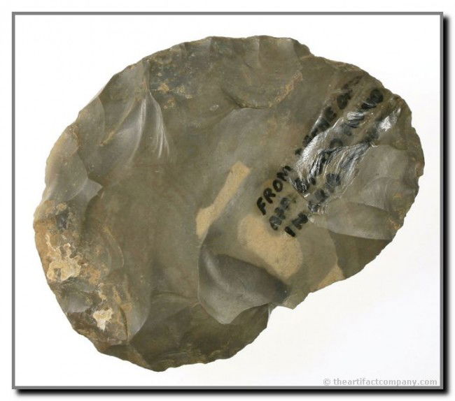 4 1/2" Crib Mound Blade: One of approximately 8,000 examples found at the famous Crib Mound Site in Spencer Co., Indiana and labeled as such.