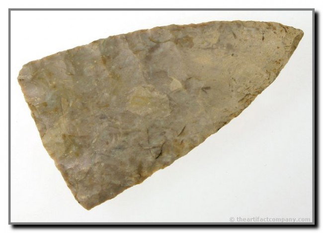 Perfect 3 1/2" Cobbs Triangle - Jackson 'G-10' COA: 'Cache' quality. Appears to be a first stage form. Made of a pretty mottled Boyle Chert and in flawless condition. Jackson 'G-10' COA.