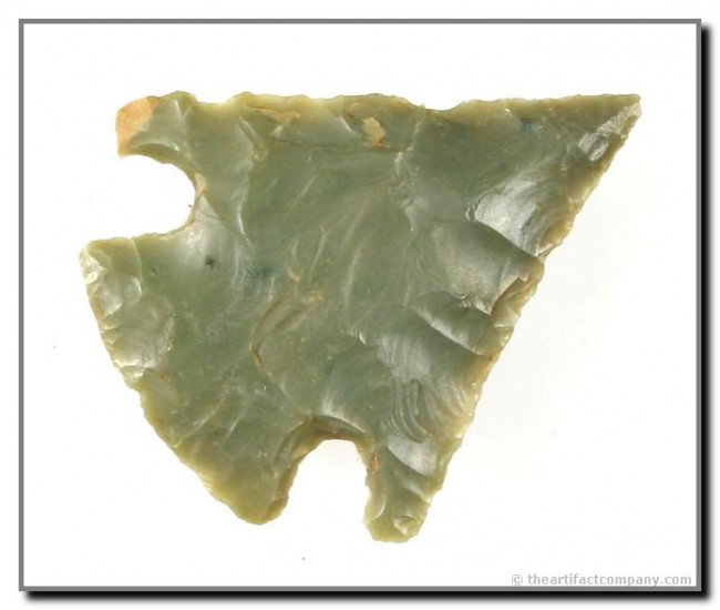 1 13/16" Marcos: Exotic translucent green wafer thin example. Ex- Terry Allen Collection. Texas.
