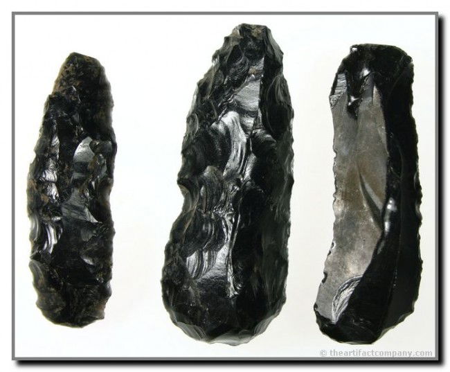 3 Obsidian Paleo Knives: Excellent examples.